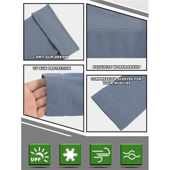 4 Pairs Plus Size Cooling Arm Sun Sleeves for Men Women - Picture 3 of 7